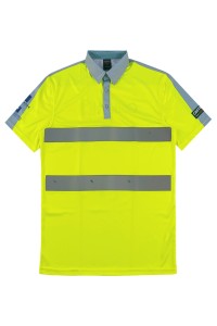 大量訂購螢光黃短袖反光Polo恤  荷蘭 室內設計 時尚設計安裝工程隊Polo恤  反光工業制服  100%Polyester  D398